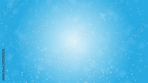 Glowing snowfall on bright sky blue background