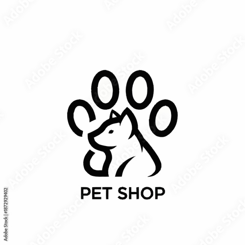 Minimalist Dog Paw Print Logo for Pet Shop Business.