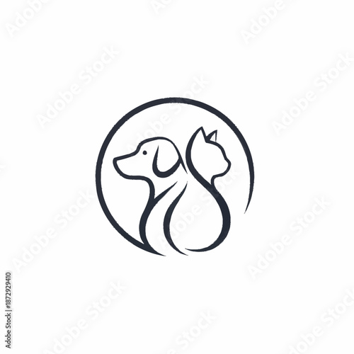 Minimalist Dog and Cat Silhouette Logo Design.
