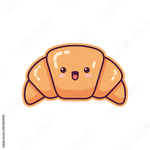 Adorable Cartoon Croissant Character Illustration