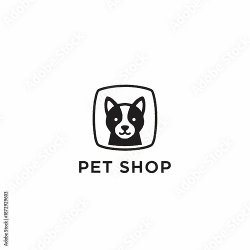 Minimalist Pet Shop Logo Featuring a Dog Head Icon.