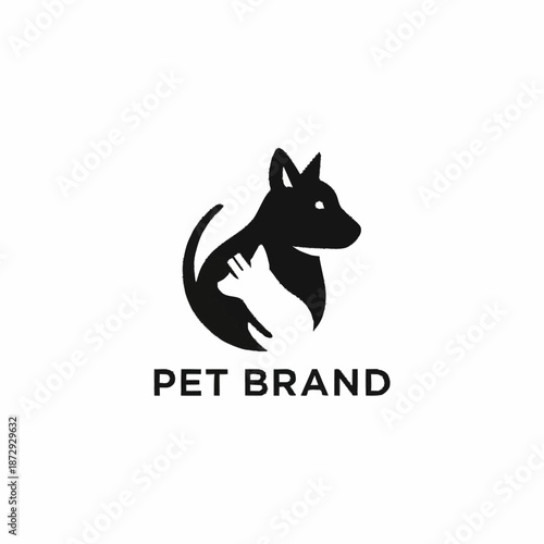 Modern Pet Brand Logo Design Featuring Dog and Cat Silhouette.