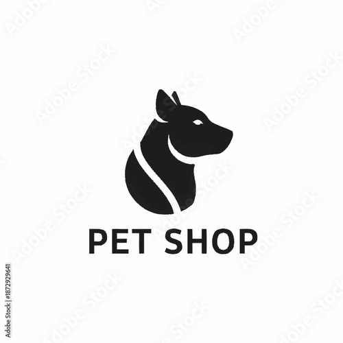 Modern Pet Shop Logo Design Featuring a Stylized Dog Head.