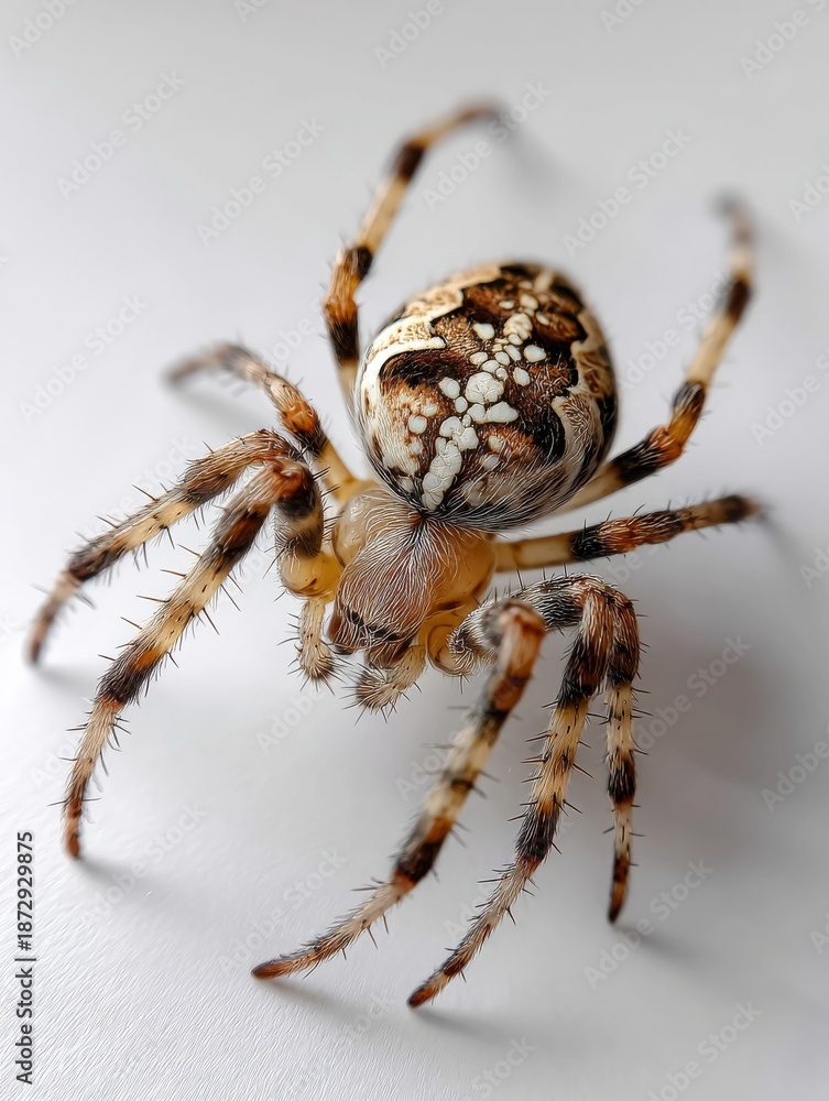 Fototapeta premium A spider is standing on a white surface
