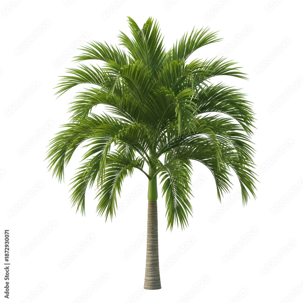 Fototapeta premium Green Palm Tree Isolated Black Background