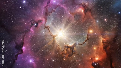 Wallpaper Mural Cosmic nebula illuminated by starlight in a deep space panorama Torontodigital.ca