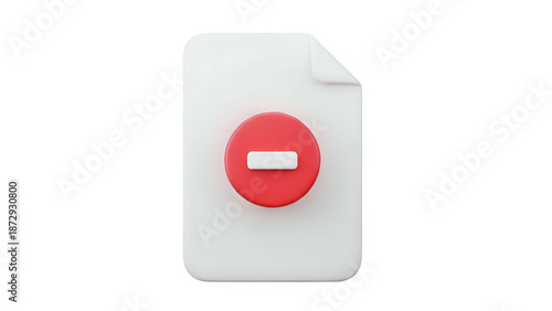 White Paper Folder with Red Minus Sign.