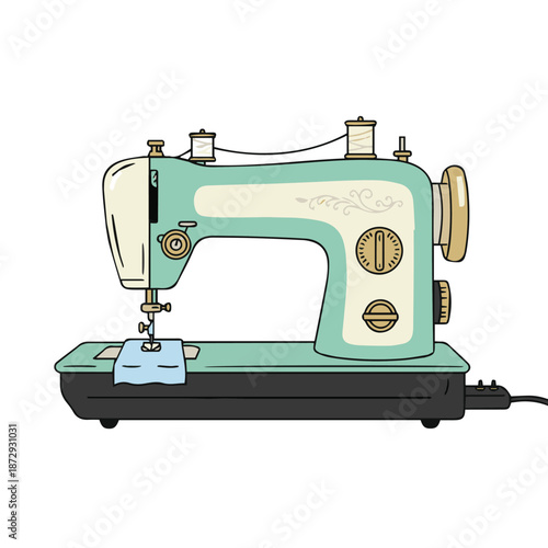 Fashion sewing machine illustration