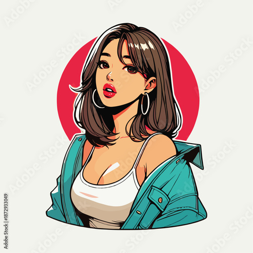 Wallpaper Mural Vibrant Pop Art Style Portrait of a Fashionable Woman Torontodigital.ca