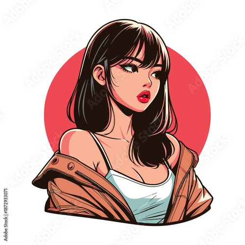 Vibrant Pop Art Portrait of a Fashionable Young Woman