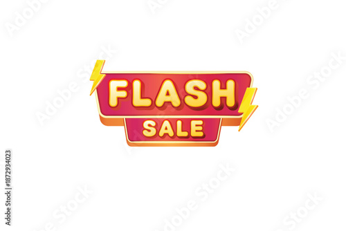 Flash Sale Logo. Vector Illustration With Flash Symbol On Red Background