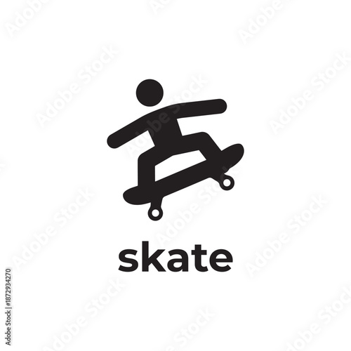 simple black skate icon design template