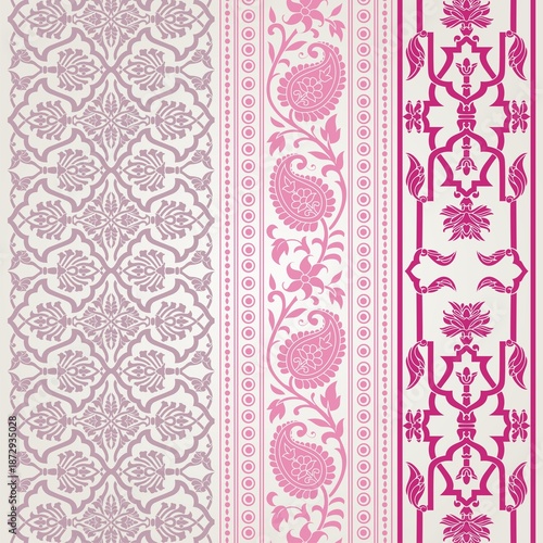 wedding card design, traditional paisley floral pattern , royal India	