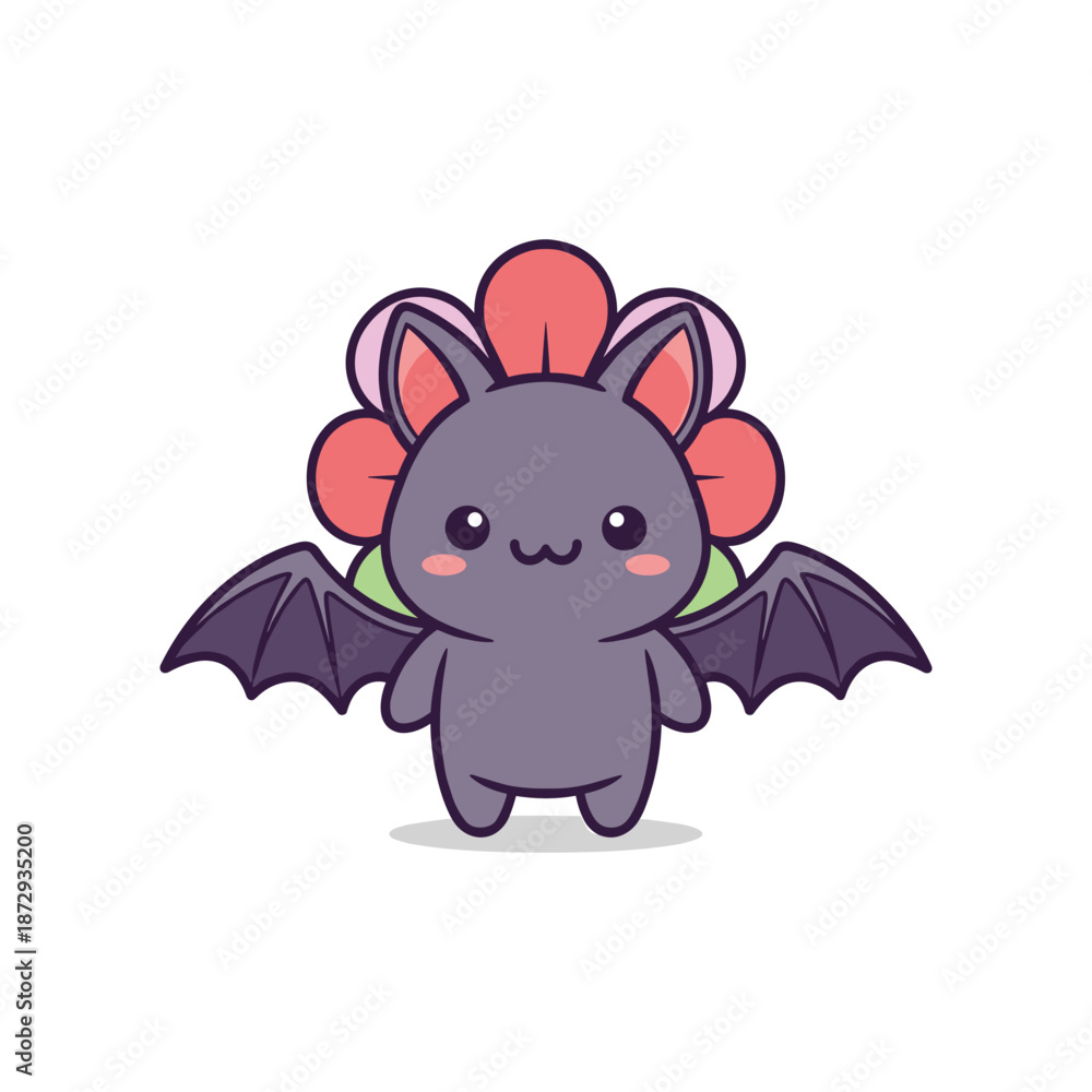 Obraz premium Adorable Cartoon Axolotl with Bat Wings Illustration
