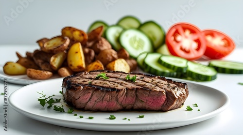 grilled beef steak with vegetables