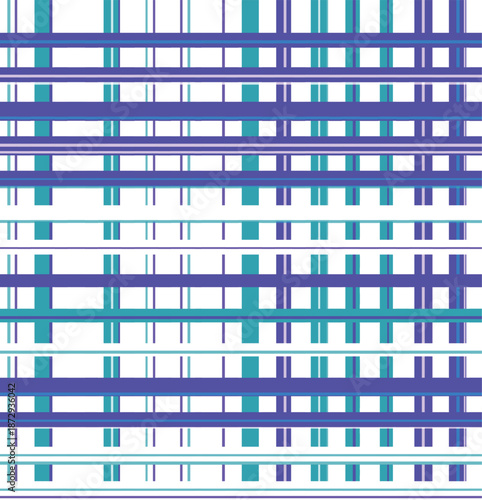 A fascinating plaid like grid design displays interwoven bright blue and cyan colored horizontal and vertical lines