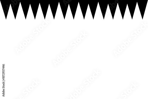 Black Sawtooth Zig Zag Top Border Frame Design on White Background