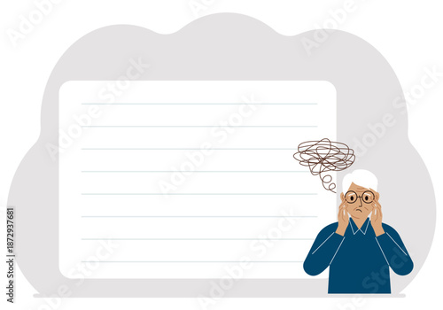 Bad thoughts concept. A man feels depressed with thoughts after negative events, unhappy, suffering, sadness, depression.