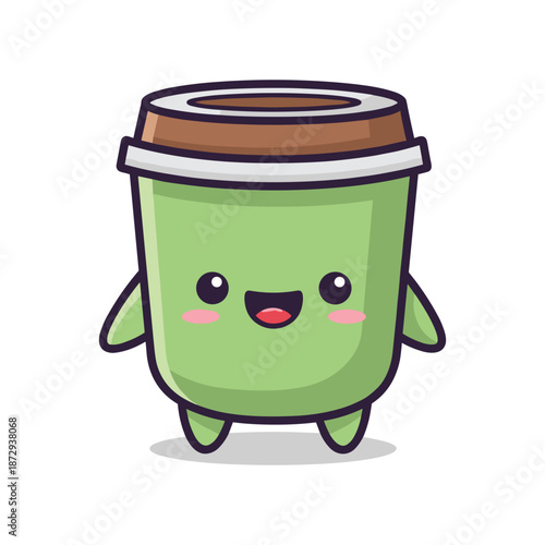 Cute Cartoon Coffee Cup Character Illustration