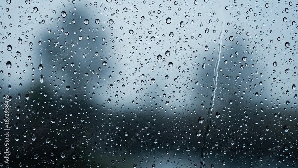 Obraz premium Raindrops on Glass Window with Blurred Background.