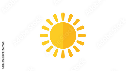 Bright Yellow Sun Icon - Summer Weather Sunshine Energy.