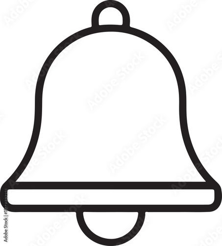 A simple black line drawing of a classic bell shape icon perfect for notifications on transparent background silhouette high quality professional