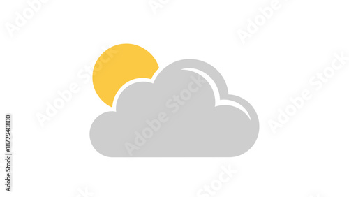 Partly Cloudy Sun Icon - Weather Forecast Symbol.