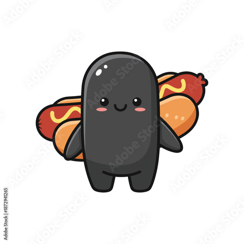 Cute Cartoon Hot Dog Character Illustration