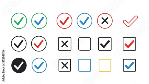 Checkmarks and checkboxes icons set