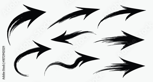 Collection of black arrows on white background