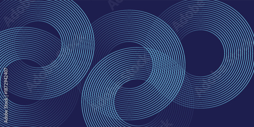 Abstract blue background with blue glowing diagonal geometric lines. Modern shiny blue rounded rectangle lines pattern. Minimalist graphic design. Futuristic technology concept