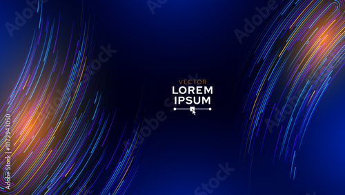 Big Data Flow Particles Dots. Digital Neural Network. Concept of AI Artificial Intelligence Technology Machine Deep Learning. Digital Communication. Scientific Research Presentation Vector.