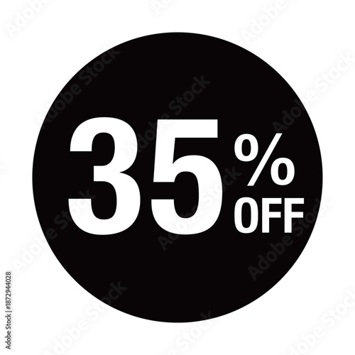 ”35%OFF” の文字入りマーク　円形　背景透過　モノクロ
