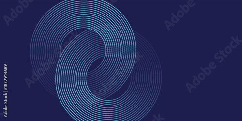 Abstract blue background with blue glowing diagonal geometric lines. Modern shiny blue rounded rectangle lines pattern. Minimalist graphic design. Futuristic technology concept