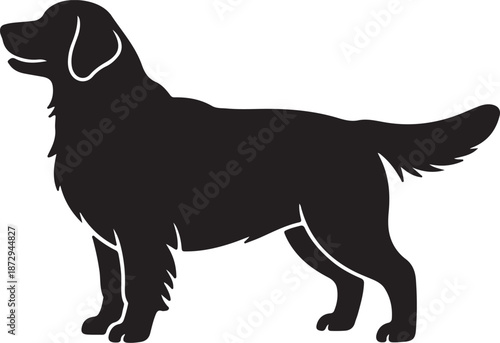 Isolated black labrador retriever dog silhouette vector illustration of a canine pet mammal outline on a white background