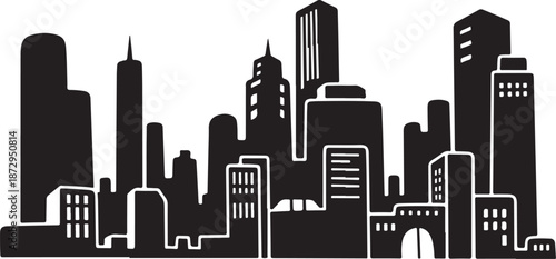 Modern city skyline with sleek skyscrapers and urban landscape