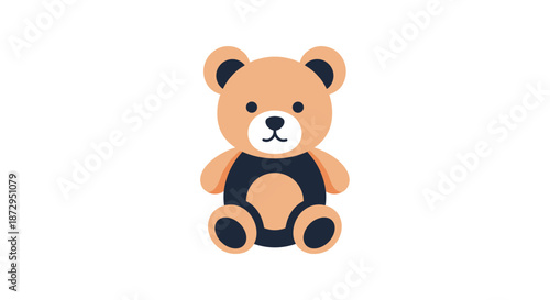 Cute brown teddy bear toy illustration sitting comfortably on a white background perfect for childhood or gift related designs.