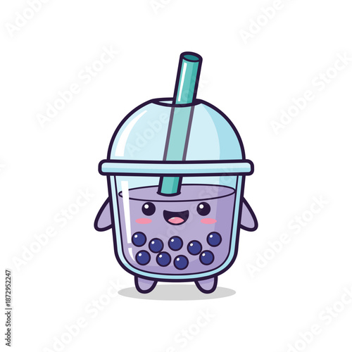 Adorable Cartoon Bubble Tea Character Illustration