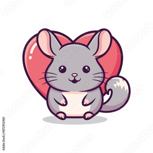 Adorable Cartoon Chinchilla with Heart Illustration