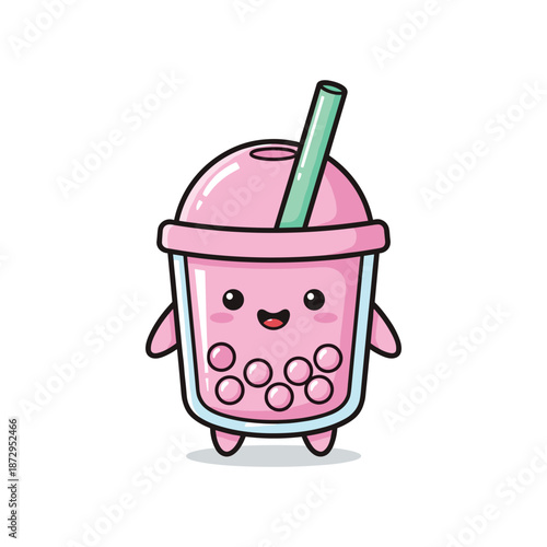 Adorable Cartoon Bubble Tea Character Illustration