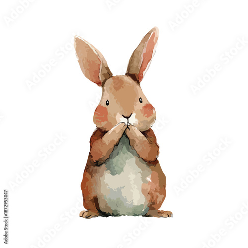 Cute Watercolor Rabbit Illustration for Easter and Spring Designs.