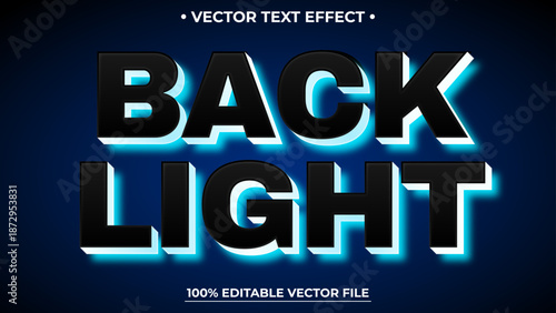 Back Light Editable text effect in glowing neon blue style