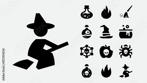 Witchcraft and Halloween Icon Set