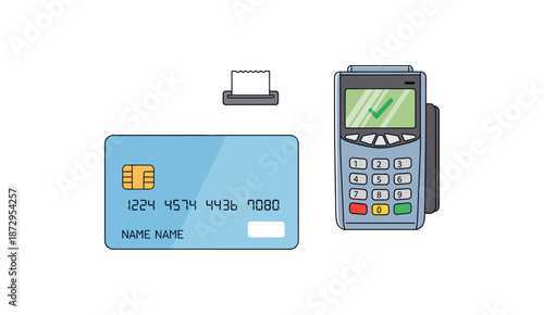 Credit Card and POS Terminal for Digital Payment.