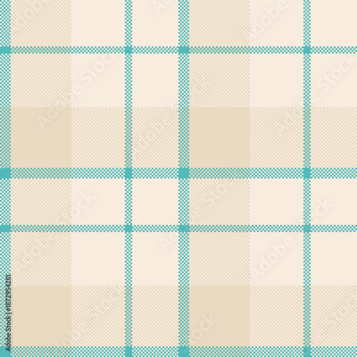 Scratched seamless textile plaid, creativity tartan texture vector. Trousers fabric pattern background check in light and teal colors.