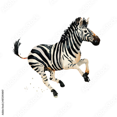 Dynamic African Zebra Running Illustration.