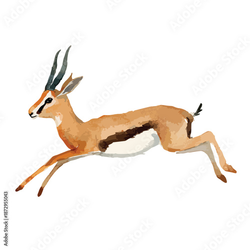 Dynamic Gazelle Leaping Wildlife Illustration Agile African Antelope Vector Art.