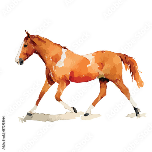 Dynamic Horse Illustration Stylized Brown Equine Art.