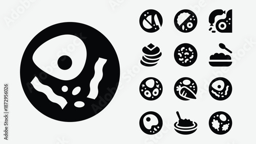 Breakfast Food and Dish Icon Set
