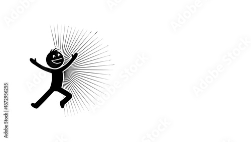 Joyful Illustration: A cheerful stick figure springs into the air, radiating pure happiness.
